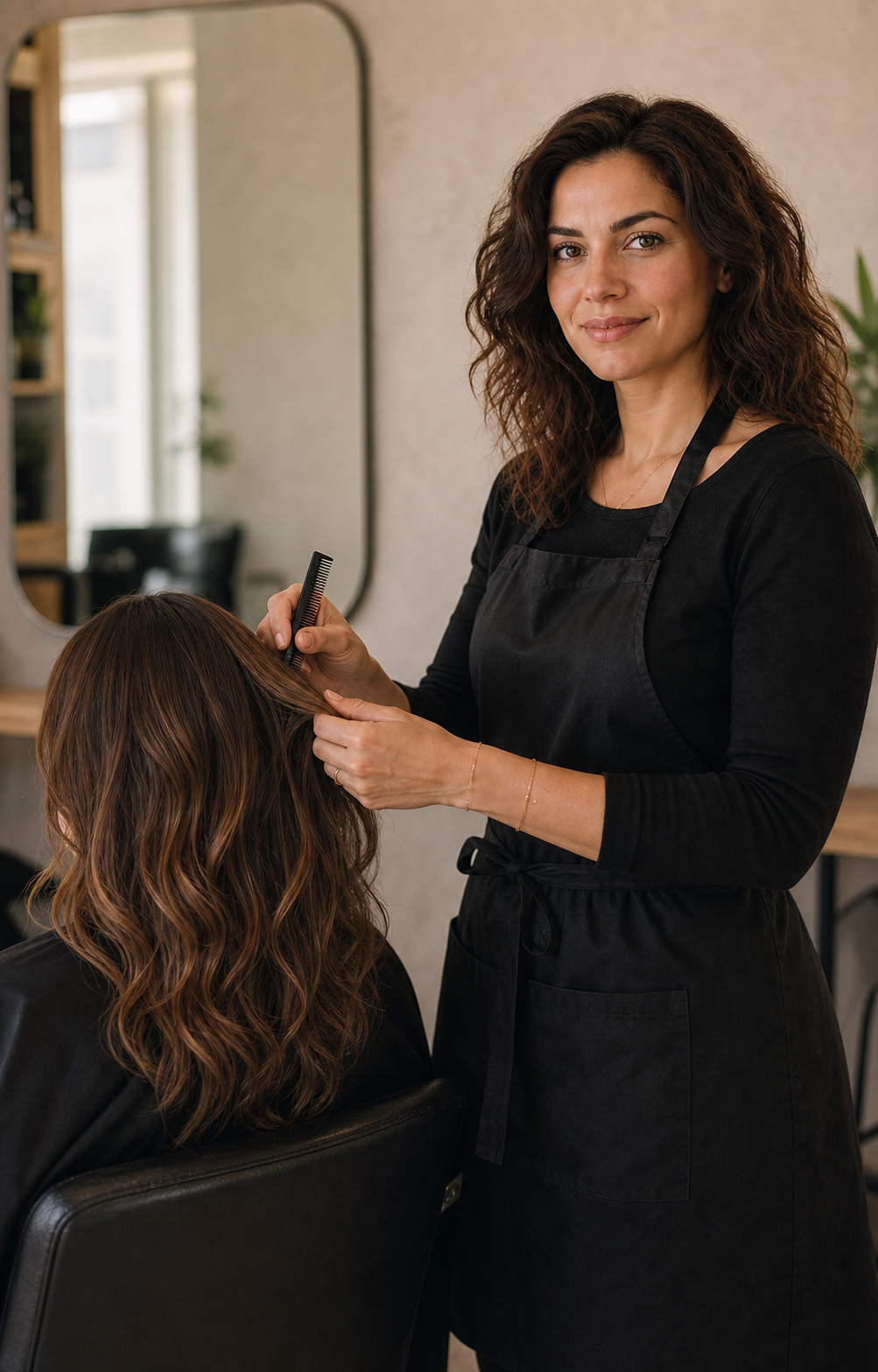 Lucía trabajando en el salón